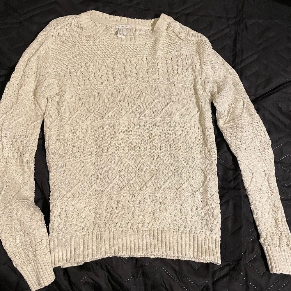 Forever 21 Cable Knit Sweater, Cream